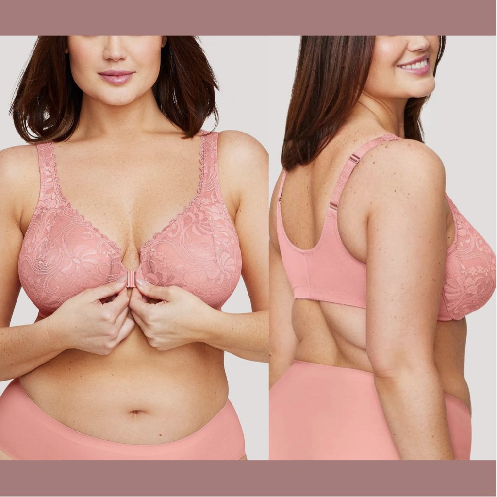New $57 Glamorise [ 44f Us ] Wonderwire Front-Closure Bra In Apricot Pink